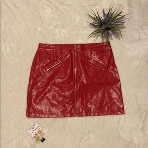 JustFab Red Leather Mini Skirt Size XL